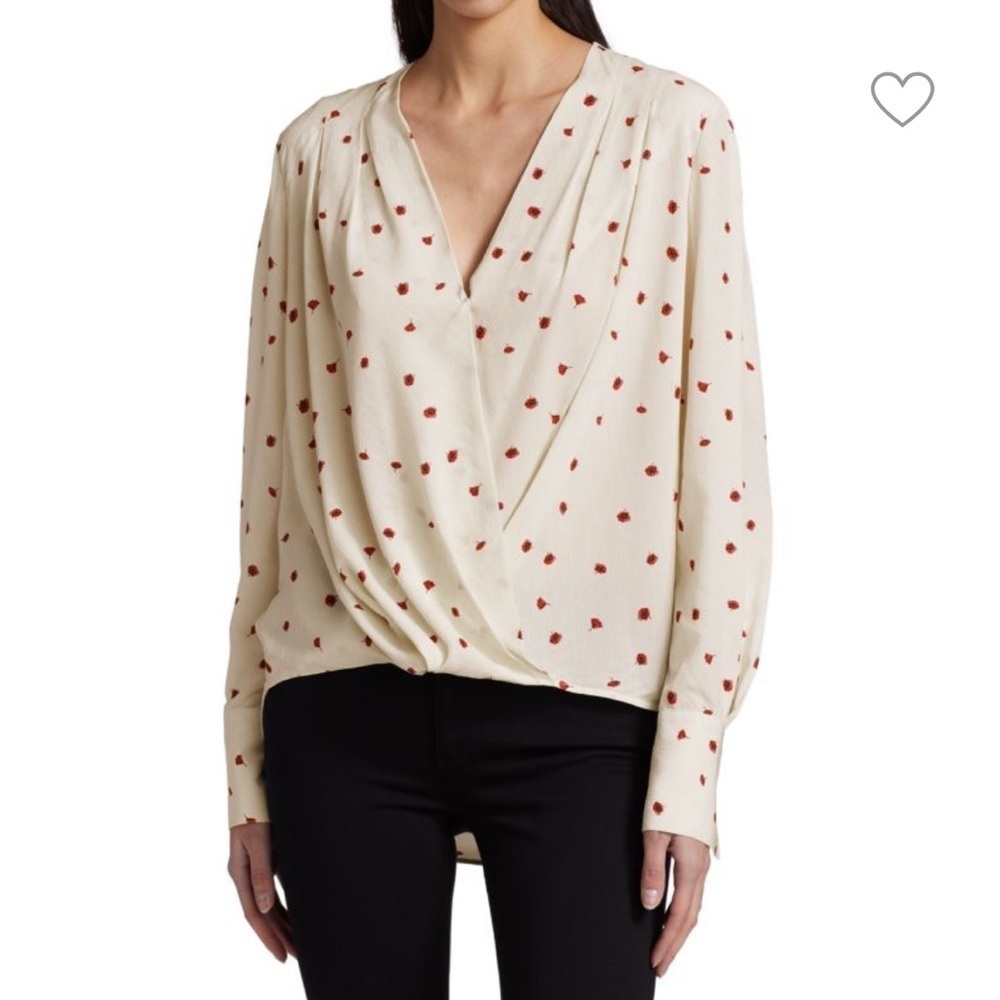 RAG and BONE Lei Floral Print Drapey Blouse Roses Wrap Top Vneck Shirt Sz S